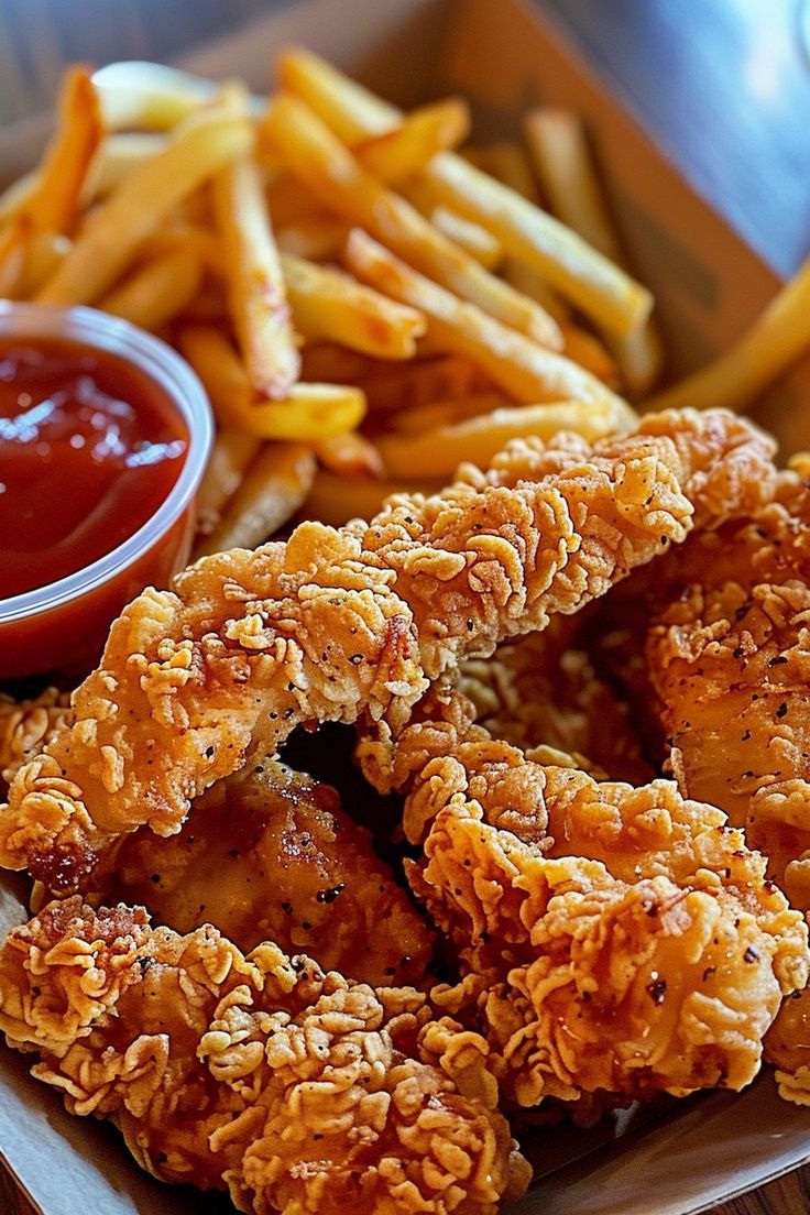 Crispy Chicken Strips with Fries
